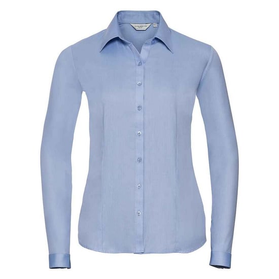 Russell Collection Womens/Ladies Herringbone Long-Sleeved Formal Shirt (Light Blue) - Image 1