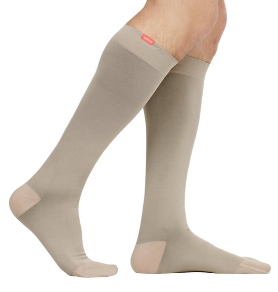 VIM&VIGR - Wide Calf Graduated Compression Socks 15-20 mmhg Moisture Wicking Nylon for Men & Women - Cashew - Image 2