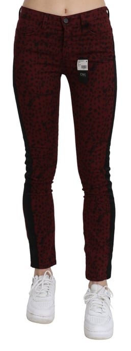 Costume National Kvinnors Mörkröda Mid Waist Slim Fit Bomullsjeans - Image 1