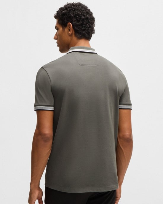 Men's Boss Cotton-Piqué Paddy Polo Shirt in Light Grey - Image 4