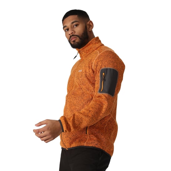 Regatta Mens Newhill Marl Full Zip Fleece Jacket (Orange Pepper)