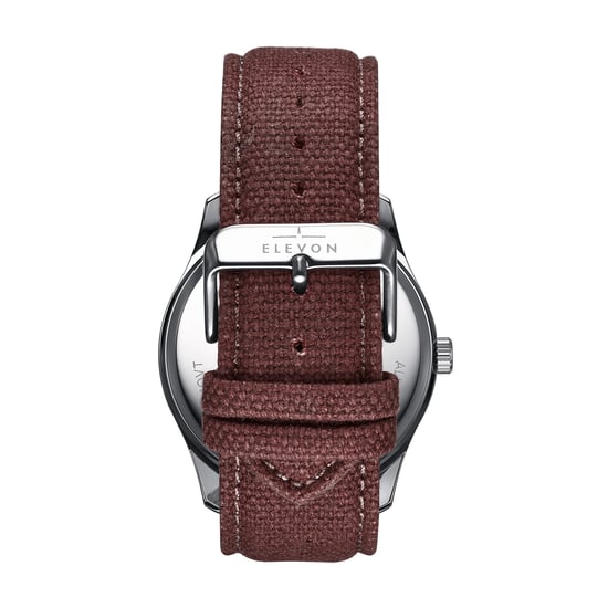 Elevon Crosswind Canvas-Overlaid Leather-Band Watch w/ Date