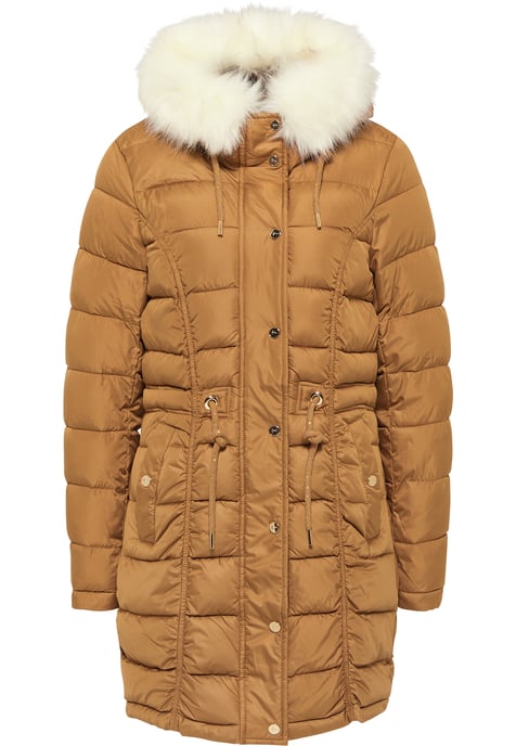 faina quilted coat with faux fur caspio