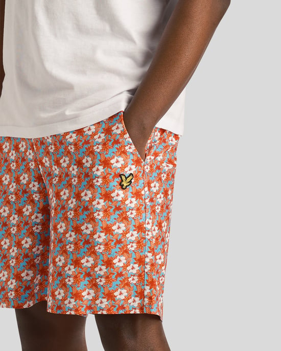 Heren Resort Shorts met bloemenprint in oranje - Image 4
