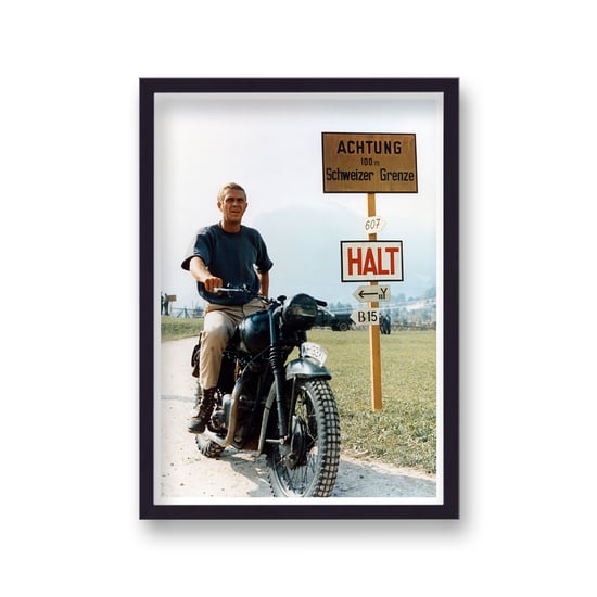 Steve McQueen Icinic Pose On Motorbike The Great Escape Colour