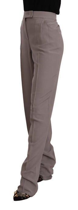 Armani Women's Brown High Waist Silk Tapered Long Pants - Image 2