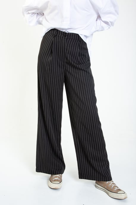 Black Tailored Pinstripe Trousers