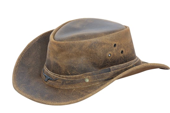 Cowboy Aussie Echte Leren Hoed Australische Tan Bruin Westerse Outback Bush Hoed - Image 1