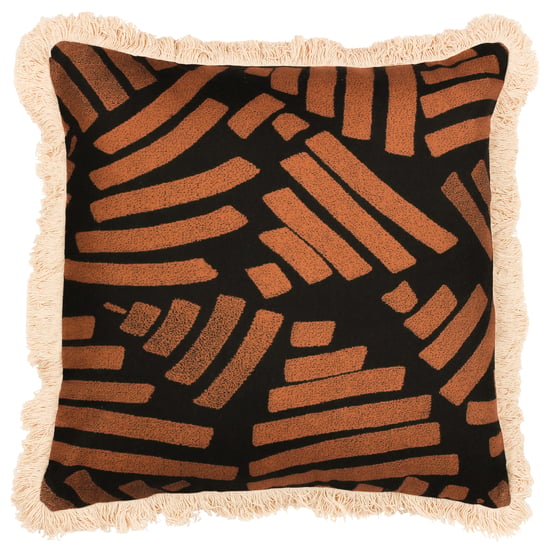 Paoletti Oromo Printed Geometric Fringed Cushion Cover - Image 1