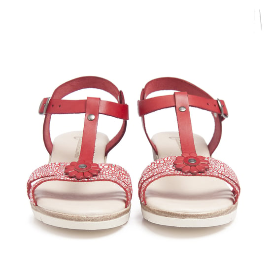 Women's Wedge Leather Sandals in Red