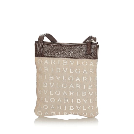 Vintage Bvlgari Logomania Canvas Crossbody Bag Brown - Image 3