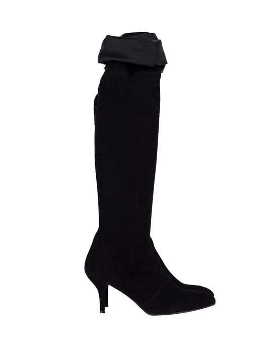 Stuart Weitzman Tieland Over-The-Knee Boots in Black Suede - Image 1