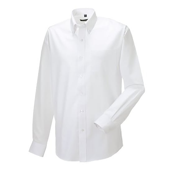 Russell Collection Mens Long Sleeve Easy Care Oxford Shirt (White) - Image 1