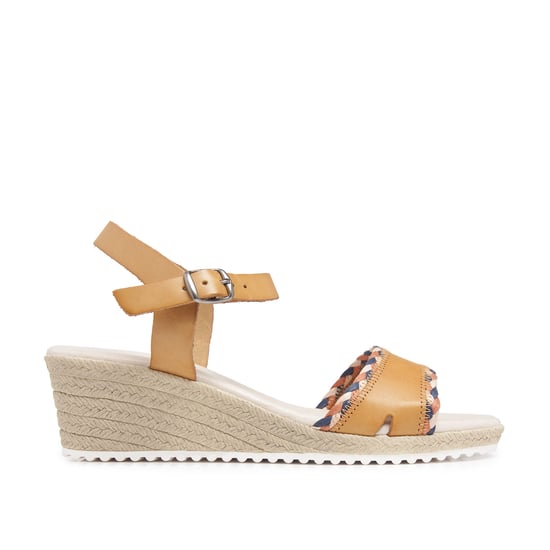 Women's Wedge Leather Sandals in Brown
