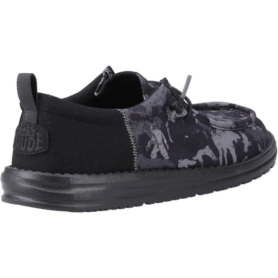 HEYDUDE Wally Funk Hunt Camo Canvas Men's Black Boat Shoes - Image 2