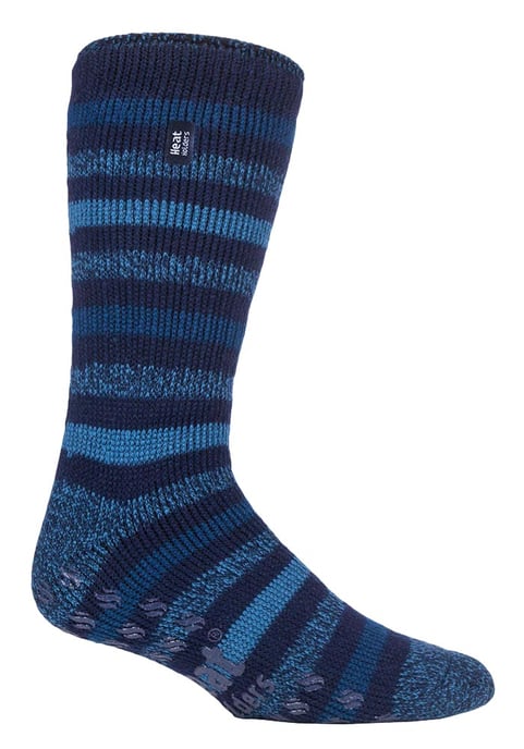 Heat Holders Mens Twist Stripe Patterned Fleece Lined Slipper Socks - Image 1