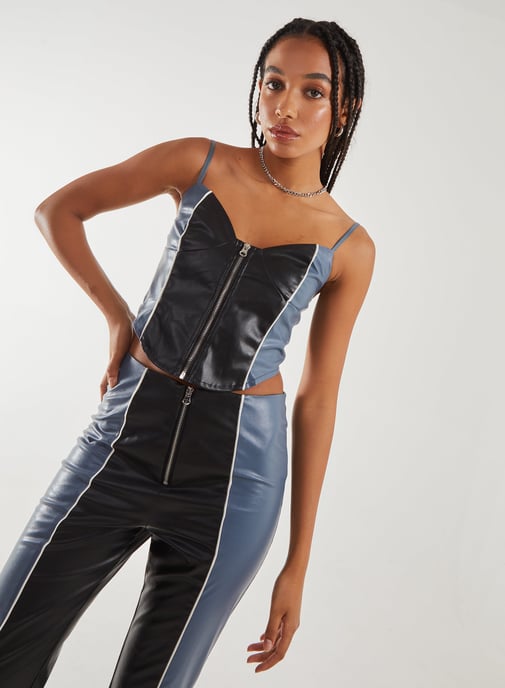 PU Zip Up Corset
