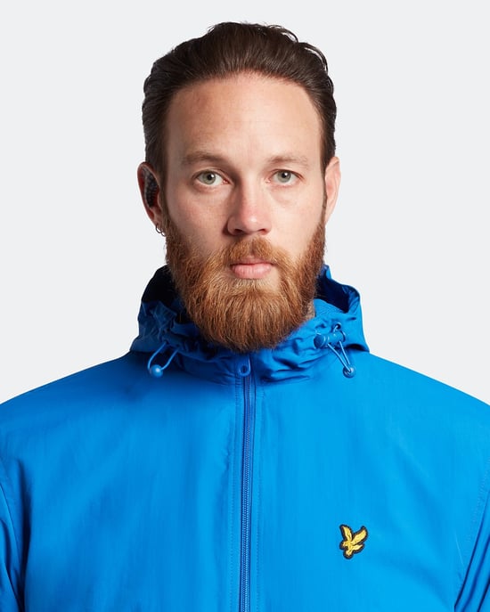 Lyle & Scott jack met rits en capuchon in blauw - Image 5