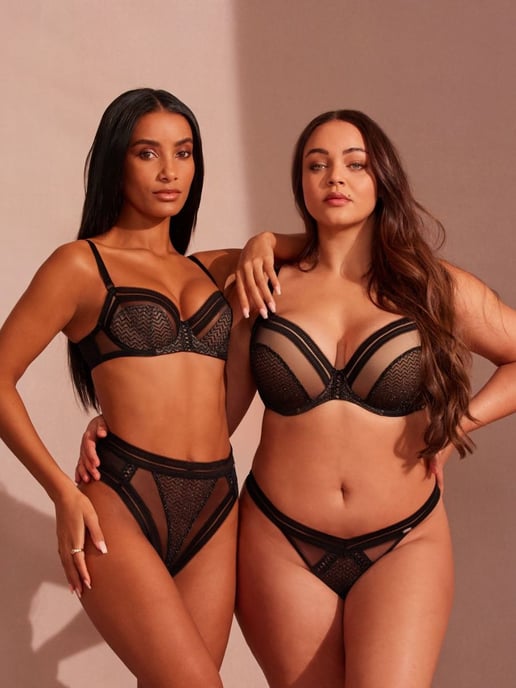 Contradiction Non Padded Balcony Bra - Black/Silver