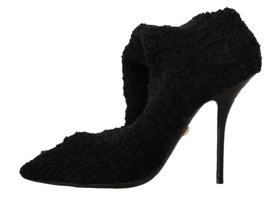 Dolce & Gabbana Women's Black Stretch Socks Knee High Booties Shoes