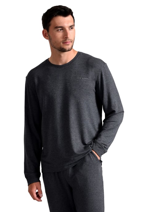 Ted Baker Long Sleeve Pyjama Top | Breathable Casual Mens Long Sleeve T Shirt - Charcoal - Image 1