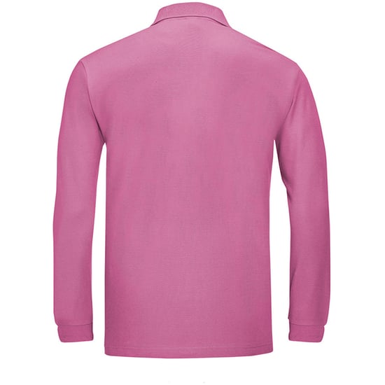 SOLS Mens Winter II Long Sleeve Pique Cotton Polo Shirt (Flash Pink) - Image 2