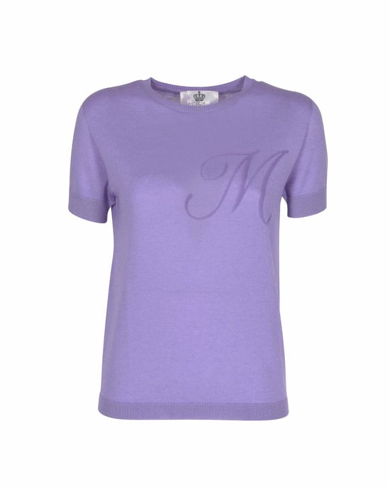 Crown Of Edinburgh Cashmere Short Sleeve Art 003 Lilac Letter M - Image 2