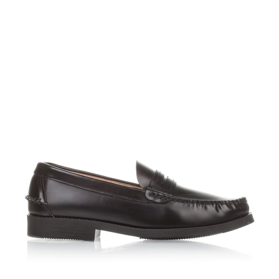 Men's Leather Moccasins Rubber Sole in Black
