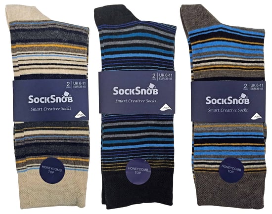 Mens 6 pack colourful striped patterned dress cotton socks in 7 styles - Image 2