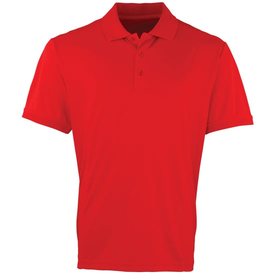 Premier Mens Coolchecker Pique Short Sleeve Polo T-Shirt (Red) - Image 1