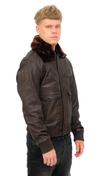 Men's Air Force A2 Brown Aviator Leather Bomber Jacket-Sao Paulo