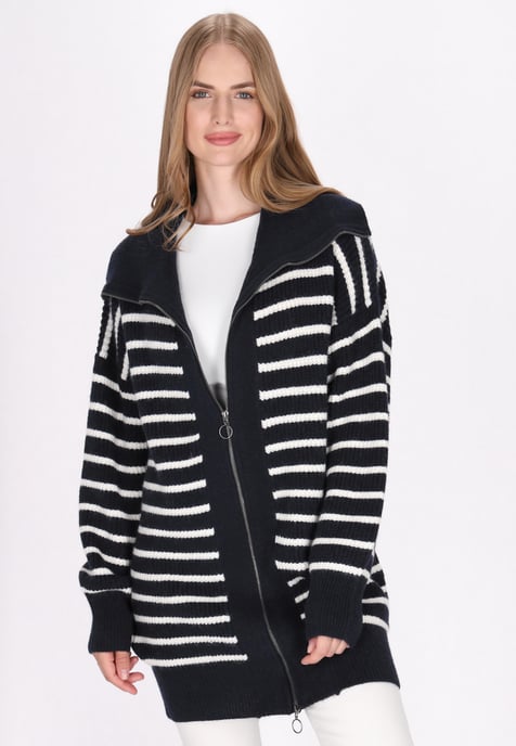 Dreimaster Cardigan women marine wool white - Image 3