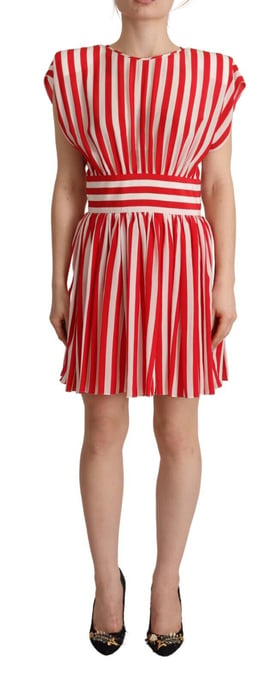 Dolce & Gabbana Red White Stripes Silk Mini A-line Women's Dress - Image 1