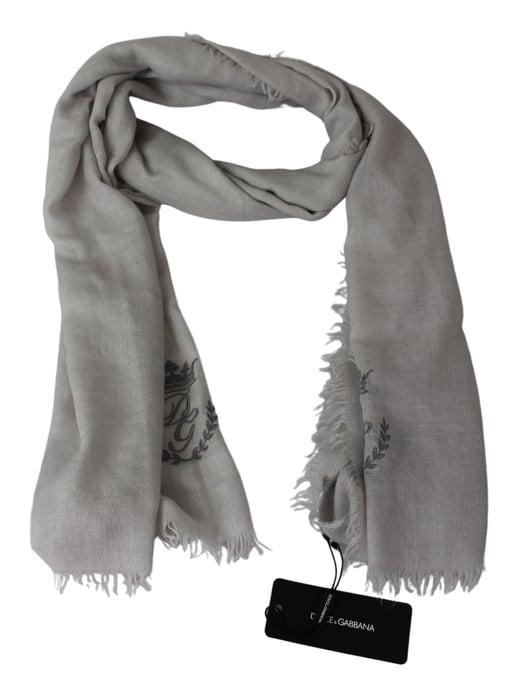 Dolce & Gabbana Heren Sjaal Off White DG Kroon Geborduurd Nek Wikkel - Image 3