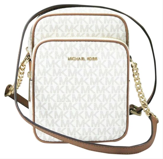 Michael Kors Jet Set Travel Signature Medium Logo Chain Crossbody Flight Bag - Image 1