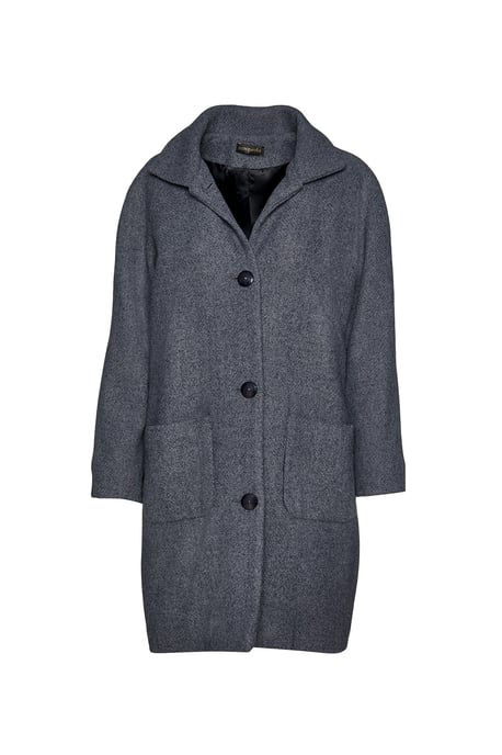 Wool Blend Grey Melange Coat by Conquista Fashion