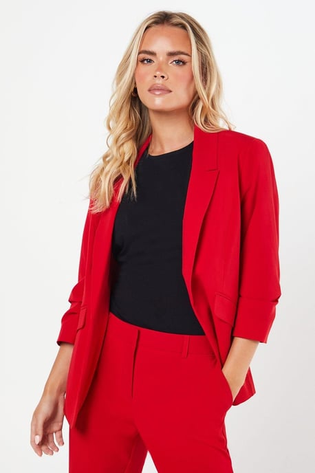 Petite Ruched Sleeve Blazer