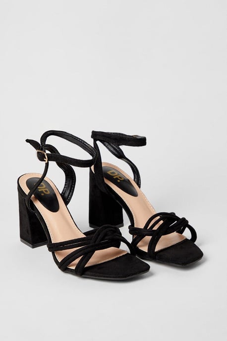 Samara Woven Spaghetti Strap High Block Heeled Sandals