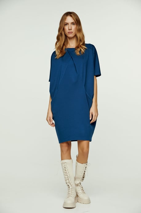 Petrol Batwing Style Punto di Roma Dress