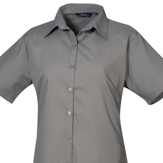 Premier Popeline blouse met korte mouwen / Gewoon werkoverhemd (Donkergrijs) - Image 2