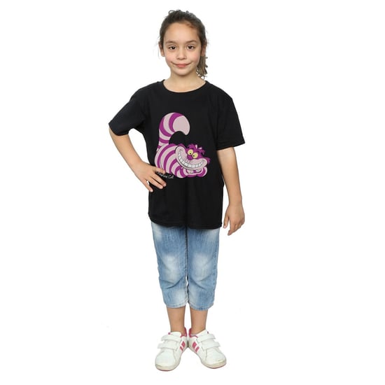 Disney Girls Alice In Wonderland Cheshire Cat Cotton T-Shirt (Black)