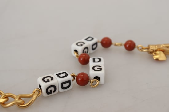 Dolce & Gabbana Guldkedja Bronspärlad Hummerlås Logotyp Kvinnors Armband - Image 6