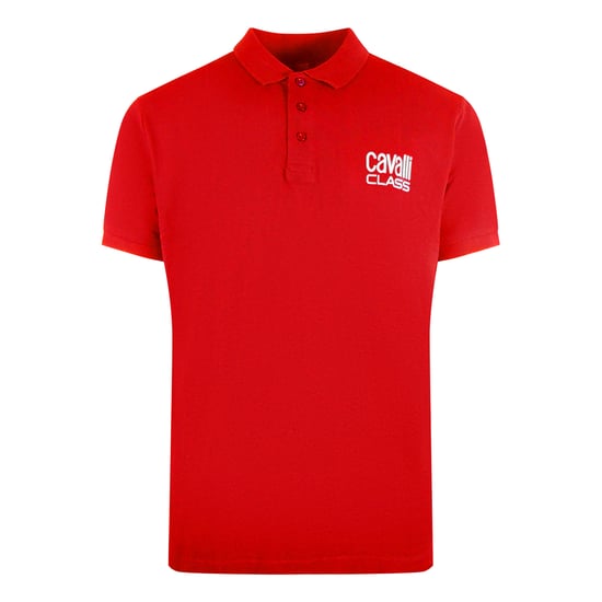 Cavalli Class Bold Logo Red Polo Shirt