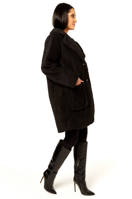 Faux Fur Longline Teddy Overcoat