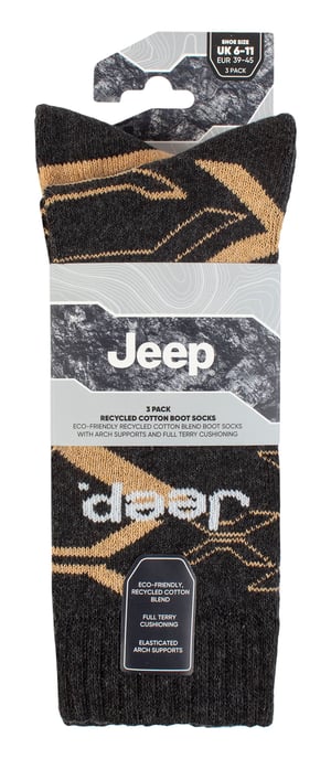 Mens Walking Boot Socks | Jeep | Fully Cushion Anti Blister Camoflauge Socks, Knitted Recycled Cotton Camo Socks - Khaki / Stone - Image 2