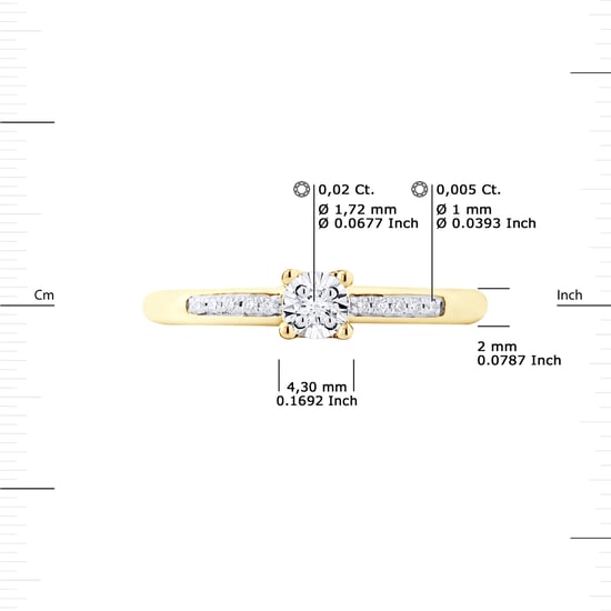 Diamond Solitaire supported 0,070 Cts Illusion 1 Ct Yellow Gold set with four claws