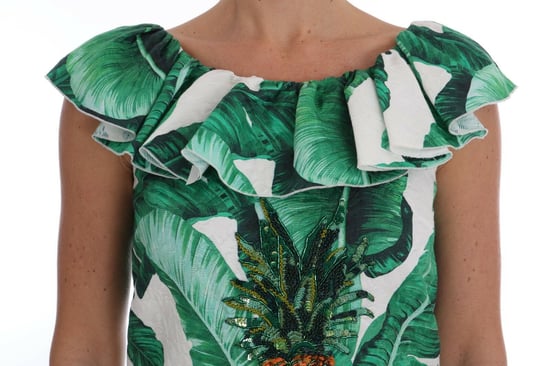 Dolce & Gabbana Kvinnors Ananas Banan Paljetter Blus - Image 4