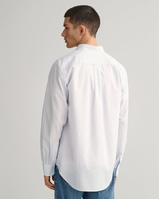 GANT Mens Regular Fit Long Sleeve Poplin Stripe Shirt - Image 2