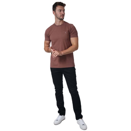Men's Pretty Green Vega Pocket T-Shirt in Burgundy