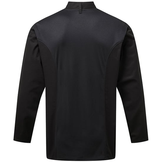 Premier Heren Coolchecker Chef Jacket met lange mouwen (Zwart) - Image 2
